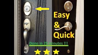 Entry door lock installation Easy and quick Great project for a beginner DIYer [upl. by Lejna35]