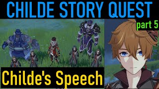 Genshin Impact Childe Story Quest Monoceros Caeli Act I  Childes Speech to Fatui Recruits 57 [upl. by Lunnete]