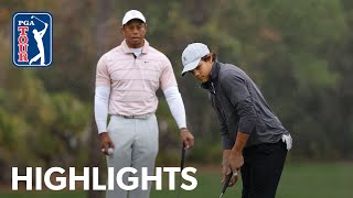 Tiger and Charlie Woods shoot 8under 64  Round 1  PNC Championship  2023 [upl. by Anaul773]