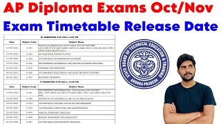 Ap Diploma Exam Timetable Release Date 2024  OctNov 2024 diploma exams  Diploma  Diploma exams [upl. by Drapehs]