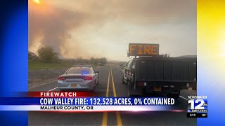 Cow Valley Fire in Malheur County now over 132000 acres [upl. by Corene890]