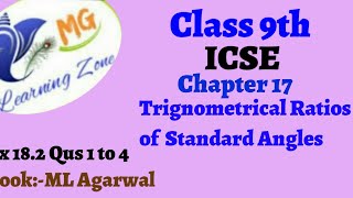 Class 9th ICSE Math Ch 18 Trignometrical Ratios of Standard Angles Ex 182 Qus 1 to 4 [upl. by Gallenz]