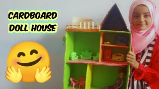 Cardboard Doll House 🏠 Cardboard Craft Tutorial Cardboard Recycling LearnfromEshu [upl. by Skvorak]