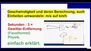 Geschwindigkeit und deren Berechnung auch Einheiten umwandeln ms auf kmh Physik [upl. by Niamjneb48]