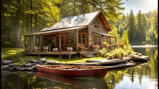 Scenic Lakeside Cabin with Nature Sounds Ambience [upl. by Jamison219]