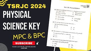 TSRJC 2024 MPC set Physical Science Key and solutions APRJC Polycet 2024 [upl. by Leidba]