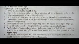 NOTES FOR PLASMODIUM VIVAX IN MAN PHASE  INTER 1ST YEAR  BY PHANINDRA GUPTA [upl. by Lavena154]