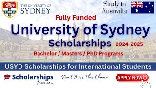 University of Sydney Scholarships for International Students in Australia 2024  Fully Funded  USYD [upl. by Gibb205]