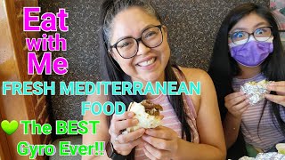 Eating the BEST Gyro in Az♡ Eat with Me♡ Gyro Greek Fries Dolmades Falafel and Bakalva♡Mukbang [upl. by Ystap]