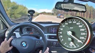 BMW 330d E90 Autobahn POV Acceleration no speed limit  top speed test [upl. by Ashla]