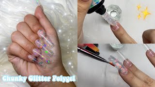 CLEAR GLITTER POLYGEL NAIL SET MODELONES GLITTER POLYGEL KIT  Nail Tutorial [upl. by Reviere]