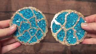 Smurf Blue Glass Geode Agate Coaster Set  Crystal Resin Art [upl. by Aurea]