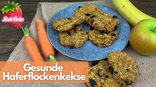 Gesunde Haferflockenkekse  saftig vegan ohne Zucker  Kekse mit Banane Apfel amp Karotte  BabCake [upl. by Carena]