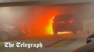 Luton Airport fire Car in flames hours before car park collapses [upl. by Vipul]