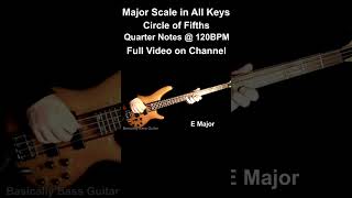 Major Scale in All Keys  Quarter Notes Circle of Fifths – MajorScale basicallybassguitar bass [upl. by Ynahpets]