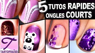 Ongles Courts 5 tutos nail art faciles au vernis pour débutants [upl. by Orimlede]