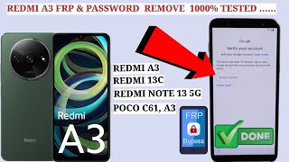 Redmi a3 frp bypass  Remove  Redmi 13C  Redmi note 13G amp 13R Pro  Xiaomi Poco C61 All MTK FRP [upl. by Sucramaj]