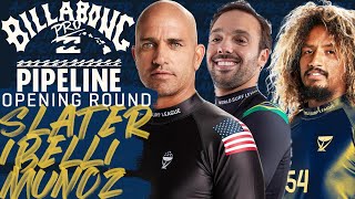 Kelly Slater Ibelli Munoz  Billabong Pro Pipeline 2023  Opening Round Heat Replay [upl. by Aliakam]