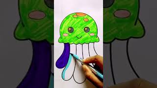 Jellyfish drawing and colouring drawing art jellyfish fish [upl. by Neerihs816]