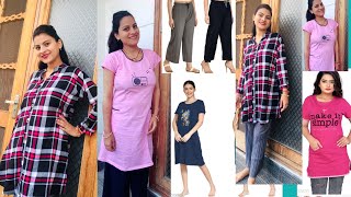 Nightwear haul girls nd housewife के लिये बहुत ही सस्ता और comfortable long Tshirt [upl. by Millman]