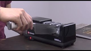 How To Sharpen On Wusthof Electric Knife Sharpener by Chefs Choice [upl. by Llahsram45]