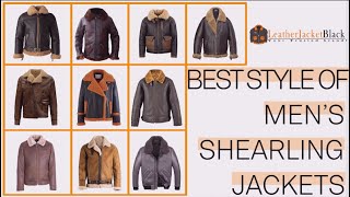 Best Style of Mens Shearling Jackets  at Leather Jacket Black Store  Collection2023 [upl. by Arin]