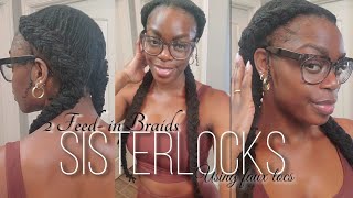 FEEDIN BRAIDS ON SISTERLOCKS  USING FAUX LOCS sisterlocksjourney sisterlockstyles sisterlocks [upl. by Alejo]