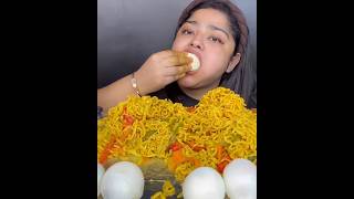 12 PACKET VEGETABLE MAGGI WITH 20 BOILED EGGS AND CHICKEN CHEESE CREPE WRAPS SPICY EXTRA GRAVYASMR [upl. by Hametaf]