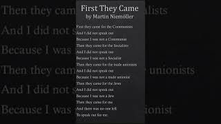 First They Came by Martin Niemöller [upl. by Feldt]