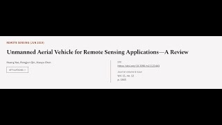 Unmanned Aerial Vehicle for Remote Sensing Applications—A Review  RTCLTV [upl. by Aiykan543]