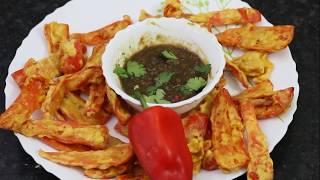 Red Chilli Patti Pakora  લાલ મરચા ના પટ્ટી ભજીયાં ભજીયા રેસિપી ગુજરાતી ભજીયા ગુજરાતી રેસિપી [upl. by Nnalorac]