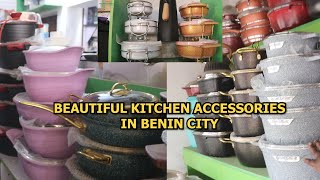 THE BIGGEST KITCHEN ACCESSORIES STORE IN BENIN CITY BUY ALL TYPE OF POT GAS COOKER OVEN DINNING SET [upl. by Arzed]