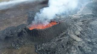 1 YEAR AGO Bubbling Littli Hrutur Volcano Vent 2023July151612 volcano iceland lava hazard [upl. by Anuait]