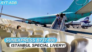 TRIP REPORT  SunExpress SPECIAL LIVERY Boeing B737800 Economy Class  Antalya to İzmir [upl. by Hpeosj]