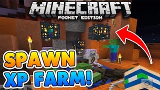 XP MOB FARM at SPAWN Seed Minecraft PE SURFACE MINESHAFT Pocket Edition [upl. by Evyn832]