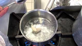 Preparing and Poaching Chicken Mousse Quenelles [upl. by Dranreb537]