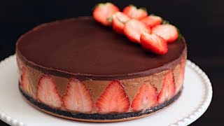 Nobake Chocolate Strawberry Cheesecake Recipe [upl. by Mehcanem]