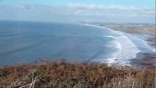 Widemouth Bay from Penhalt viewpoint Huge Surf and Swell October 2012 Beautiful Cornwall [upl. by Yong]