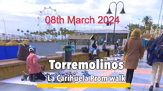 Torremolinos 🇪🇸 La Carihuela Beach amp Promenade walking video its 08th March 2024 [upl. by Honan]