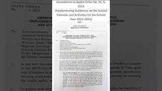 Implementing Guidelines on Proposed DepEd School Calendar 20232024 [upl. by Lebbie]