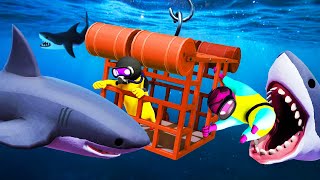 Diving with SHARKS went WRONG Gang Beasts [upl. by Eilloh643]