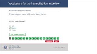 USCIS Vocabulary for the Naturalization Interview Self Test 1 [upl. by Novihs]