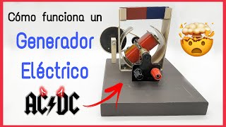 CÓMO FUNCIONA UN GENERADOR ELÉCTRICO  GENERANDO CORRIENTE CONTINUA CC Y ALTERNA CA [upl. by Aicnorev]