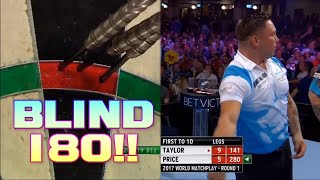 Gerwyn Price Blind 180 Against Phil Taylor  Scores 55 With One Dart [upl. by Notelrac853]