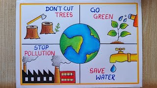 Earth Day drawing World Earth Day Poster drawing Save earth poster Save Environment Drawing [upl. by Agnizn695]