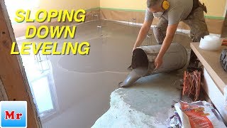 How to Make a Concrete Subfloor Leveling with Sloping Down Side DIY MrYoucandoityourself [upl. by Amikahs]