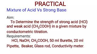 quotConductometric Titrationquot  Practical chemistryMixture of Acid Vs Strong Base [upl. by Guilbert]