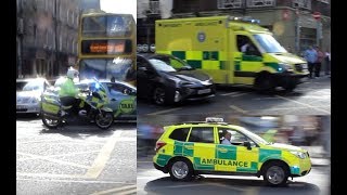 RARE Garda Motorcycle escorting Ambulance and Advanced Paramedic in Dublin [upl. by Nirrek]