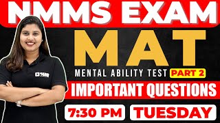 NMMS MAT Exam  Mental Ability Test Part 2  Important Questions  Exam Winner [upl. by Niuqram791]