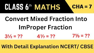 Mixed fraction Into Improper fraction l Class 6 maths Fraction Question [upl. by Aicenev]